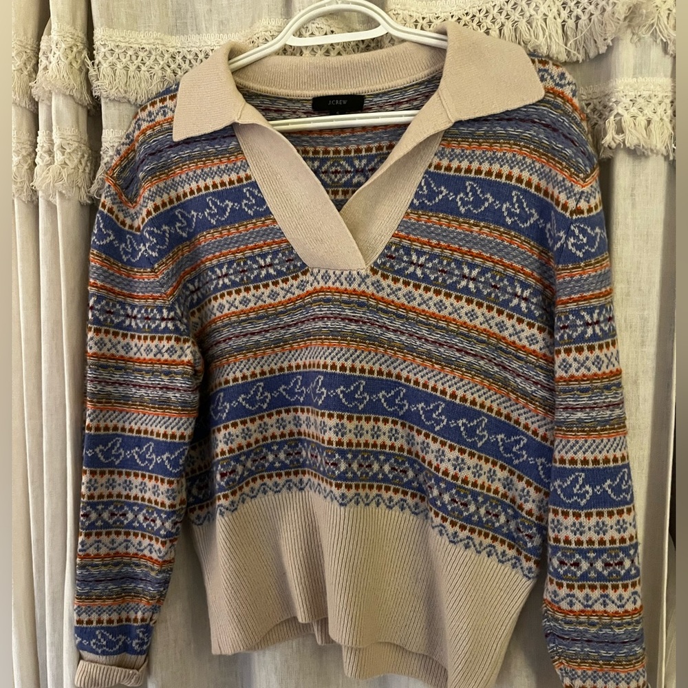 J Crew Vintage Winter Print Sweater